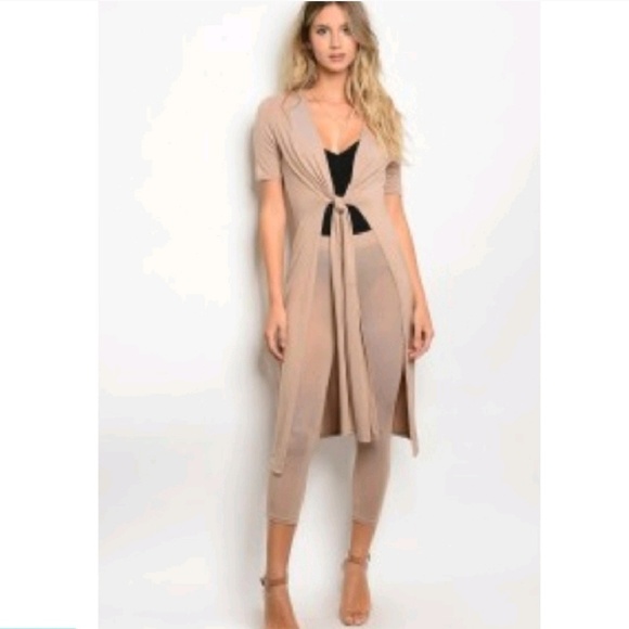 ONE LEFT! Khaki Opague Duster and Leggings Set - Picture 7 of 8